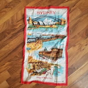 Linen Dish Towel Sydney Australia by Heil 18"x31" made in Poland vtg bin14